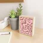 Retro Liquid Swirl Contemporary Abstract Pattern in Mocha Brown and Pink Mini Art Print Gallery Image 2