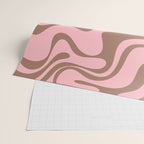 Retro Liquid Swirl Contemporary Abstract Pattern in Mocha Brown and Pink Wrapping Paper Gallery Image 2
