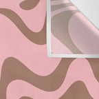 Retro Liquid Swirl Contemporary Abstract Pattern in Mocha Brown and Pink Wall Tapestry Gallery Image 3