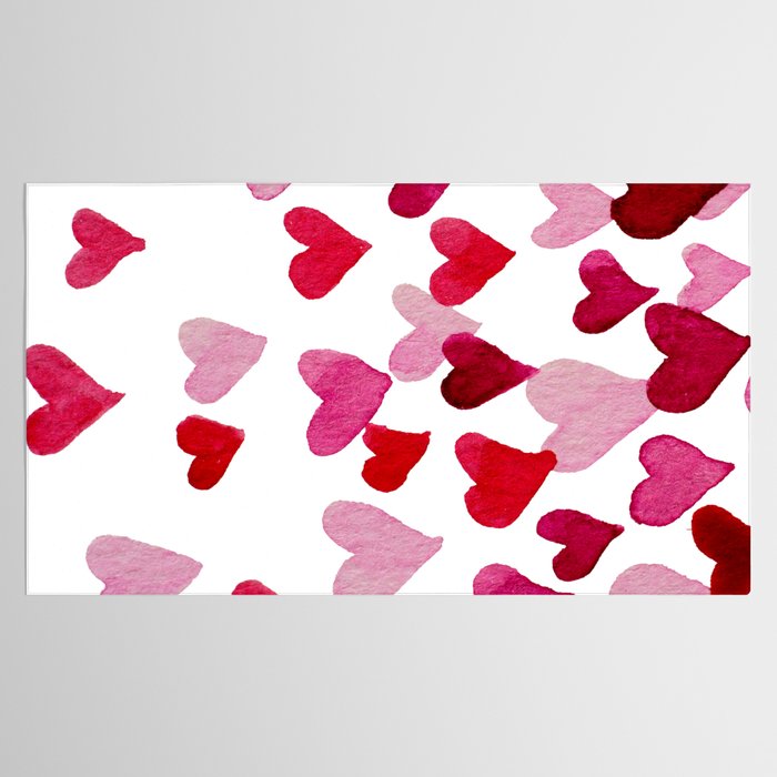 Valentine's Day Watercolor Hearts - pink Tablecloth Gallery Image 2