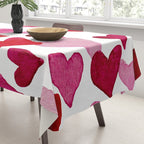 Valentine's Day Watercolor Hearts - pink Tablecloth Gallery Image 3