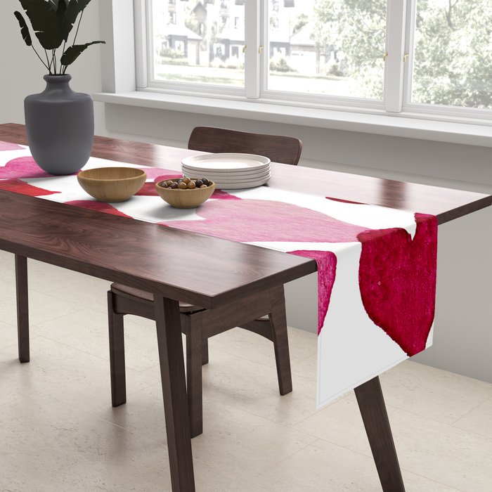 Valentine's Day Watercolor Hearts - pink Table Runner Gallery Image 2