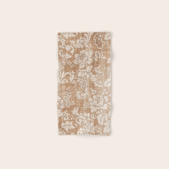Vintage white brown grunge shabby floral Bath Towel Gallery Image 1