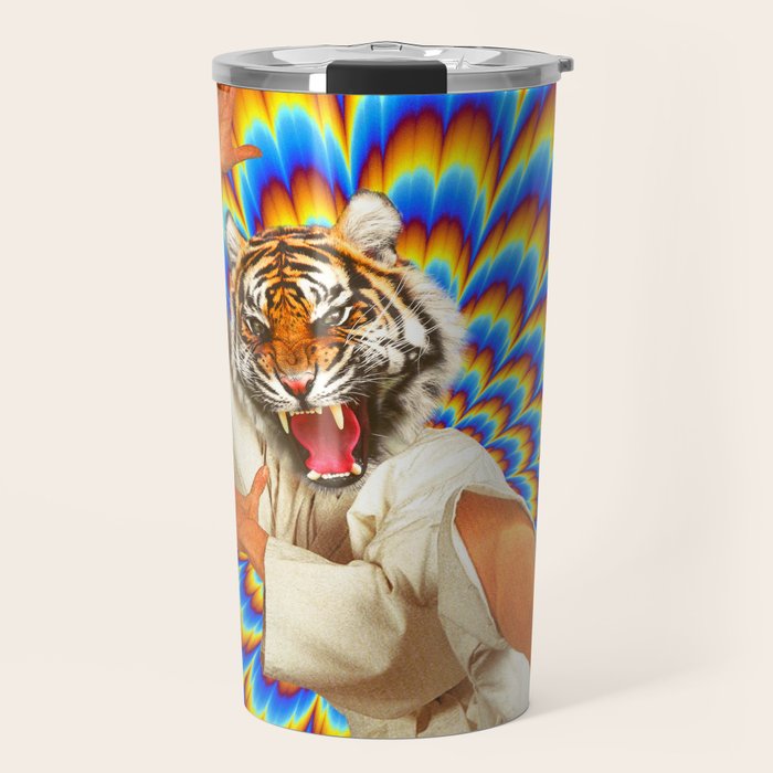 Fighting Tiger - Optical illusion  Travel Mug Gallery Image 1