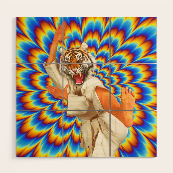 Fighting Tiger - Optical illusion  Wood Wall Art Gallery Image 1