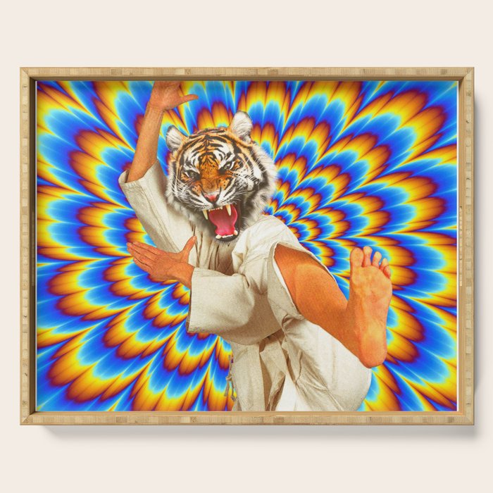 Fighting Tiger - Optical illusion  Serving Tray Gallery Image 1