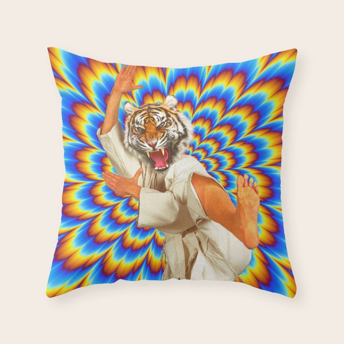 Fighting Tiger - Optical illusion  Throw Pillow Gallery Image 6