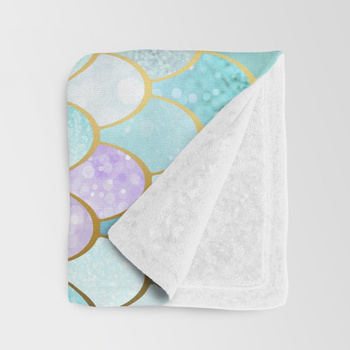 Mermaid Art, Pastel and Gold Throw Blanket Gallery Image 3