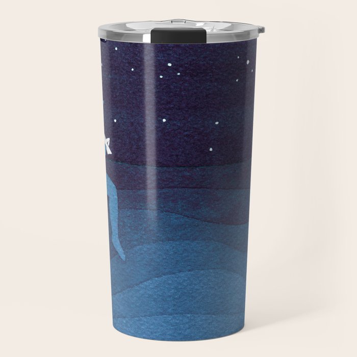 Boy with paper boats, blue Travel Mug Gallery Image 1