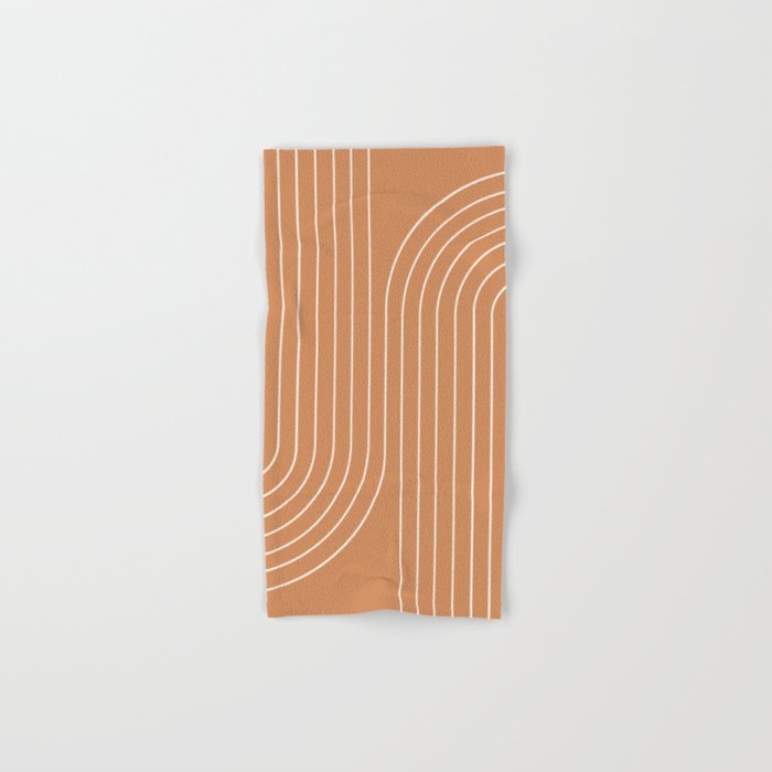 Minimal Line Curvature LXXXI Peach Orange Mid Century Modern Arch Abstract Bath Towel Gallery Image 1