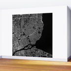 Detroit Black Map Wall Mural Gallery Image 2