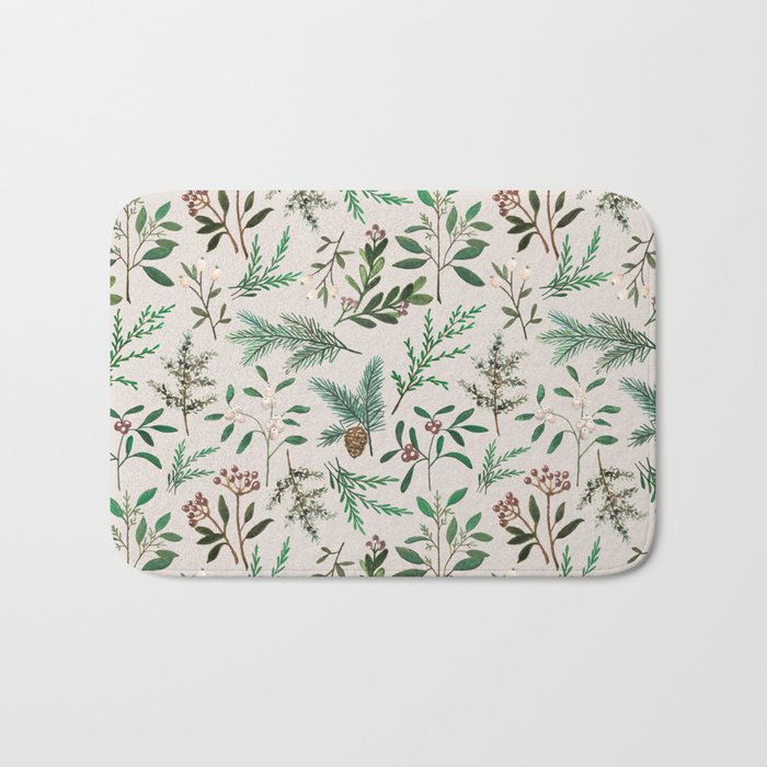 Winter Berry Pattern Bath Mat Gallery Image 1