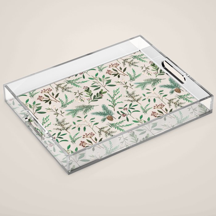 Winter Berry Pattern Acrylic Tray Gallery Image 1