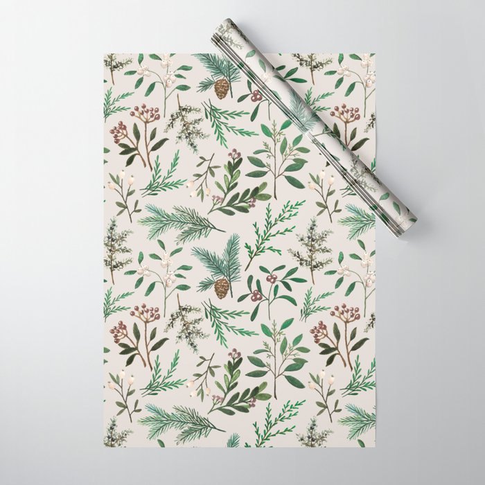 Winter Berry Pattern Wrapping Paper Gallery Image 1