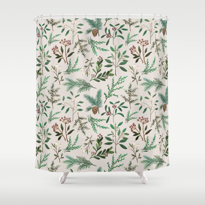 Winter Berry Pattern Shower Curtain Gallery Image 1
