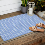 Cozy Vintage Cottage Flowers and Stripes Light Blue and White Pattern Outdoor Rug Gallery Image 2