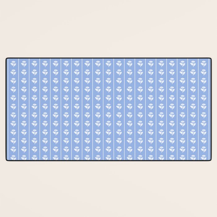Cozy Vintage Cottage Flowers and Stripes Light Blue and White Pattern Desk Mat Gallery Image 3