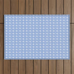 Cozy Vintage Cottage Flowers and Stripes Light Blue and White Pattern Outdoor Rug Gallery Image 1
