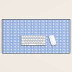 Cozy Vintage Cottage Flowers and Stripes Light Blue and White Pattern Desk Mat Gallery Image 1