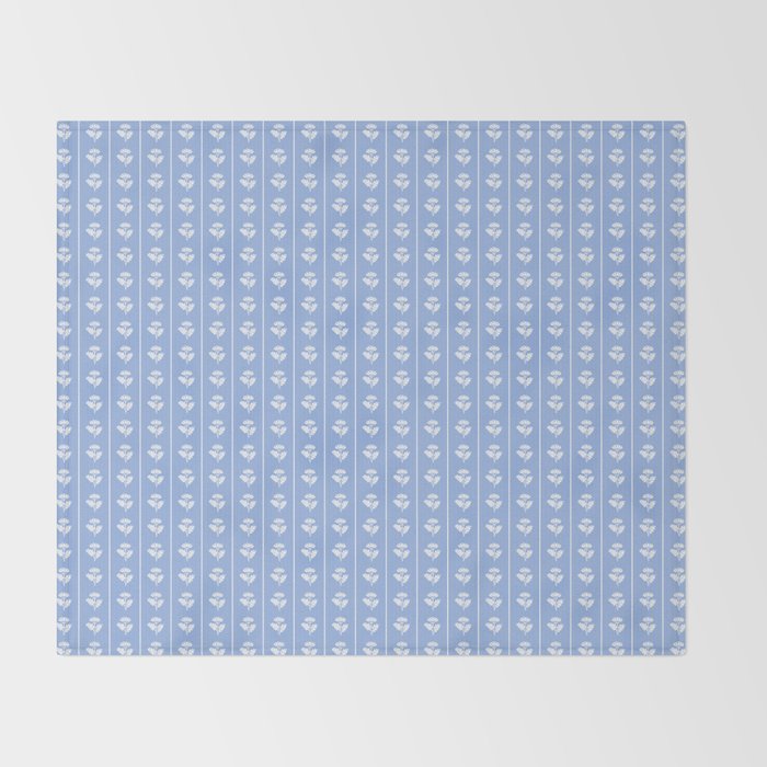 Cozy Vintage Cottage Flowers and Stripes Light Blue and White Pattern Throw Blanket Gallery Image 2