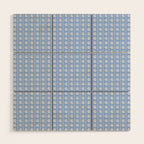 Cozy Vintage Cottage Flowers and Stripes Light Blue and White Pattern Wood Wall Art Gallery Image 1