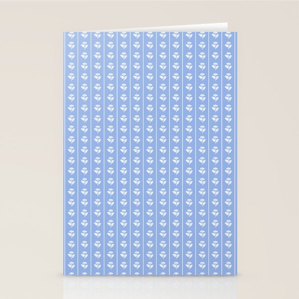 Cozy Vintage Cottage Flowers and Stripes Light Blue and White Pattern Stationery Card Gallery Image 1