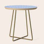Cozy Vintage Cottage Flowers and Stripes Light Blue and White Pattern Side Table Gallery Image 1