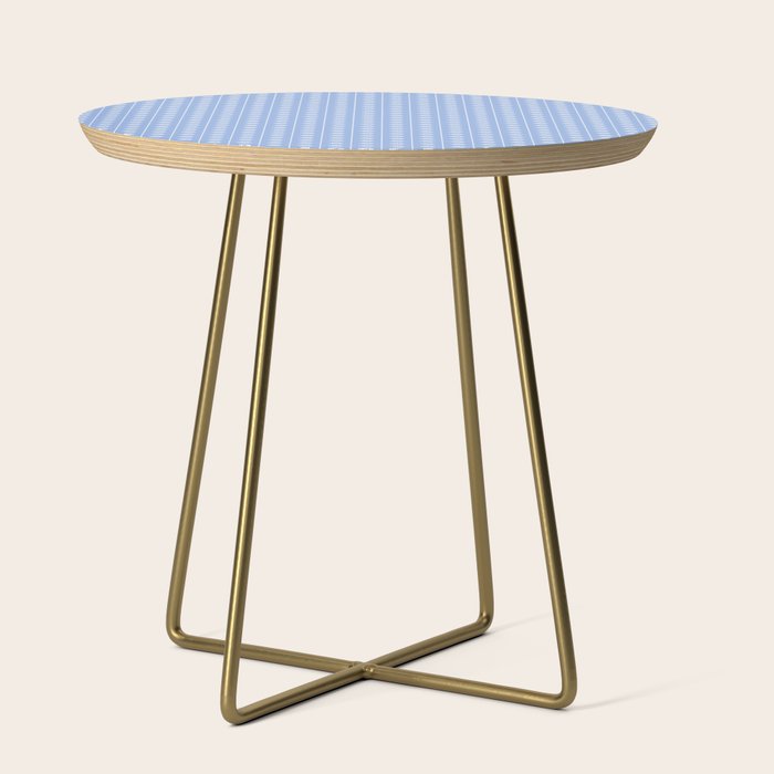 Cozy Vintage Cottage Flowers and Stripes Light Blue and White Pattern Side Table Gallery Image 1