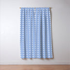 Cozy Vintage Cottage Flowers and Stripes Light Blue and White Pattern Window Curtain Gallery Image 3