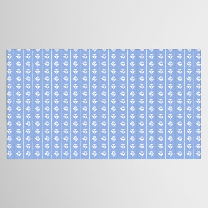 Cozy Vintage Cottage Flowers and Stripes Light Blue and White Pattern Tablecloth Gallery Image 2