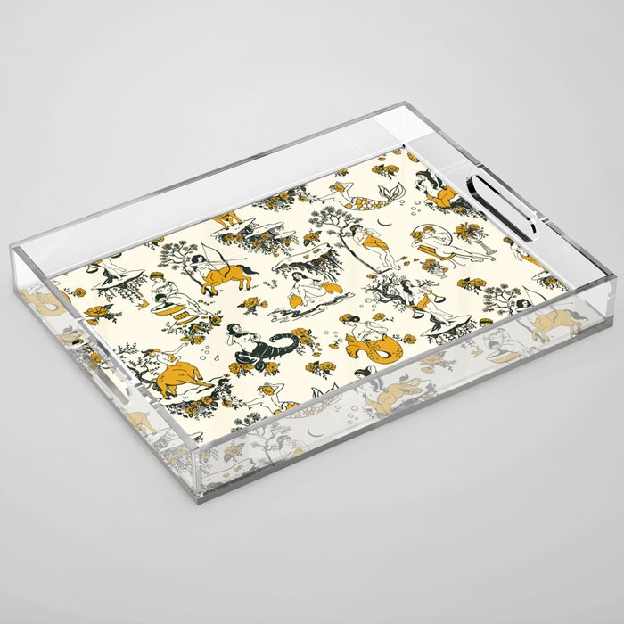 Zodiac Toile Pattern With Cream Colored Background. Acrylic Tray Gallery Image 1