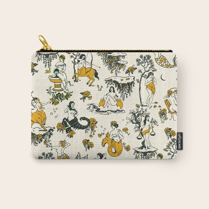 Zodiac Toile Pattern With Cream Colored Background. Carry All Pouch Gallery Image 1