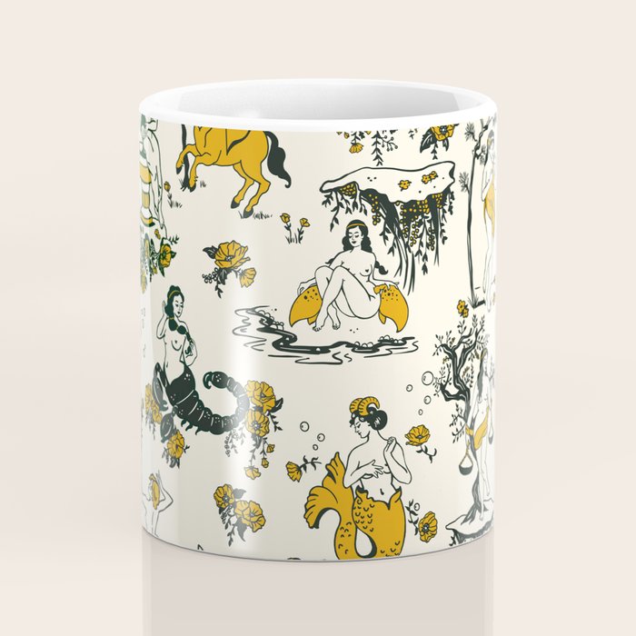 Zodiac Toile Pattern With Cream Colored Background. Coffee Mug Gallery Image 4