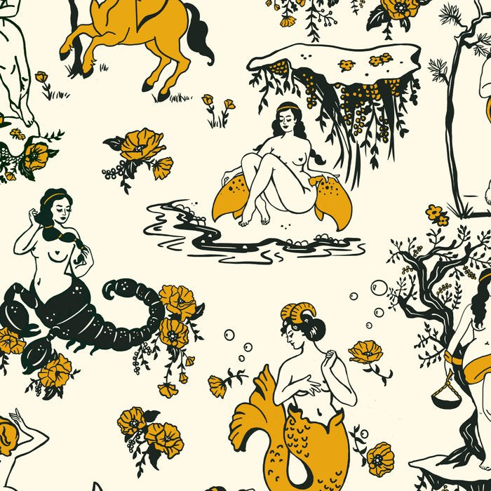 Zodiac Toile Pattern With Cream Colored Background. Coffee Mug Gallery Image 2