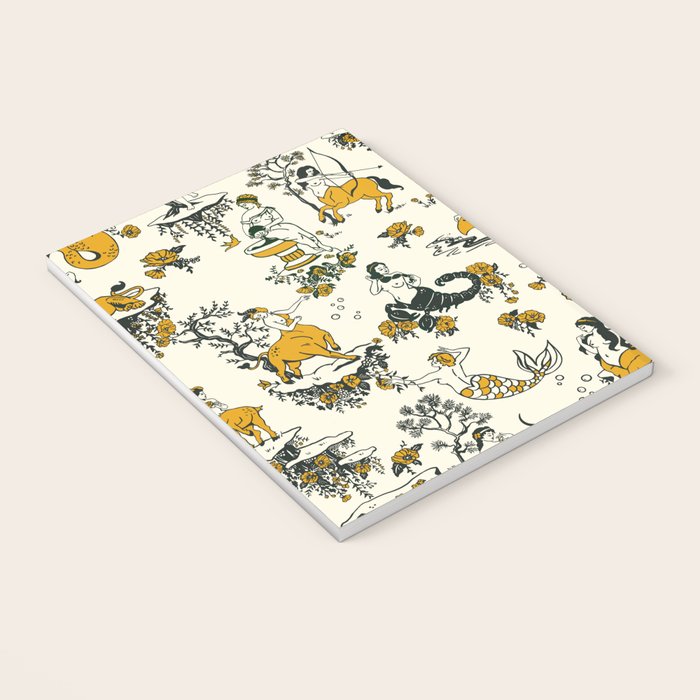 Zodiac Toile Pattern With Cream Colored Background. Notebook Gallery Image 3