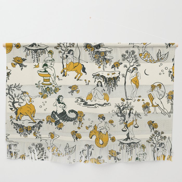 Zodiac Toile Pattern With Cream Colored Background. Wall Hanging Gallery Image 1