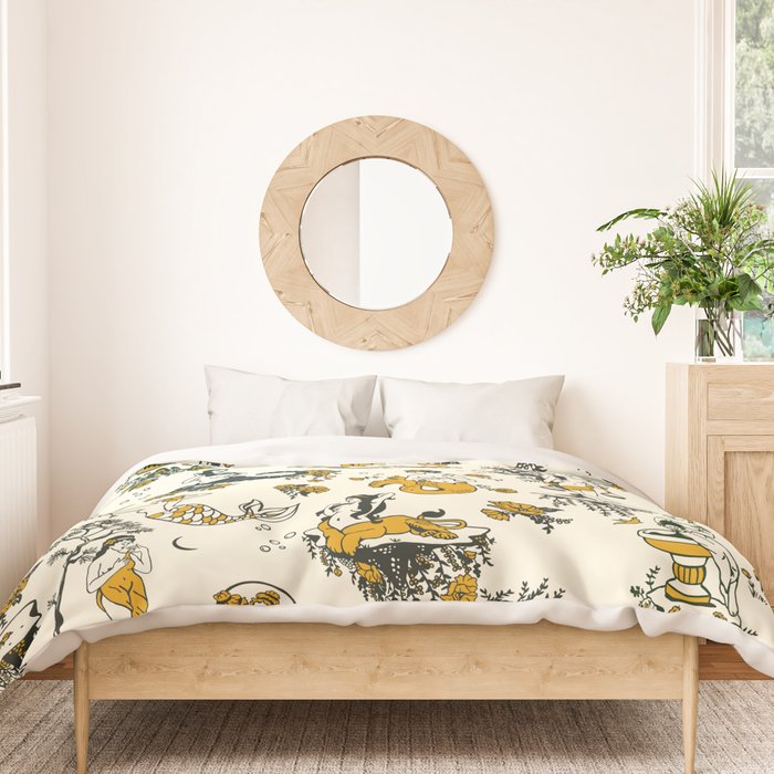 Zodiac Toile Pattern With Cream Colored Background. Duvet Cover Gallery Image 3