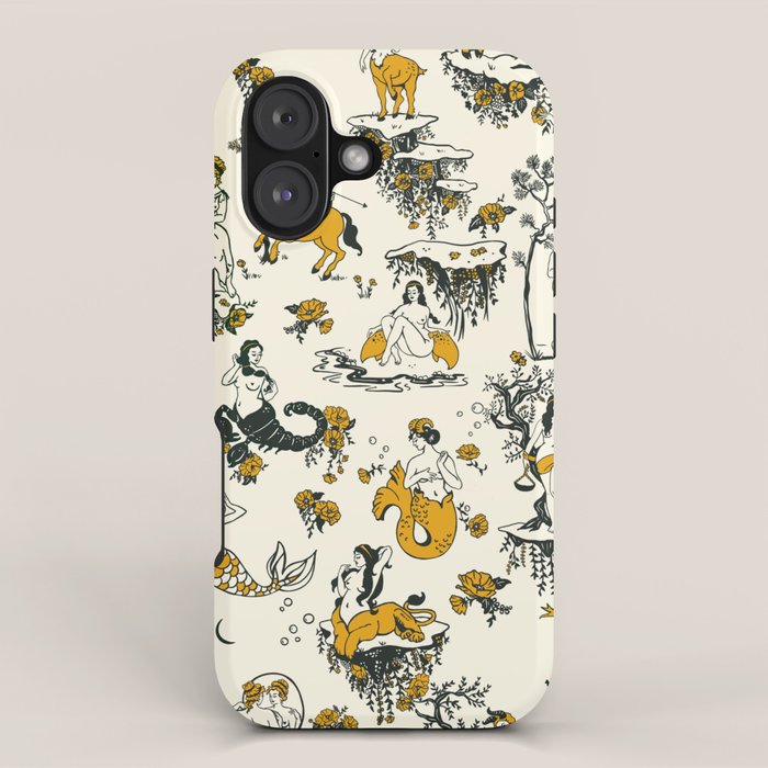 Zodiac Toile Pattern With Cream Colored Background. iPhone Case Gallery Image 1