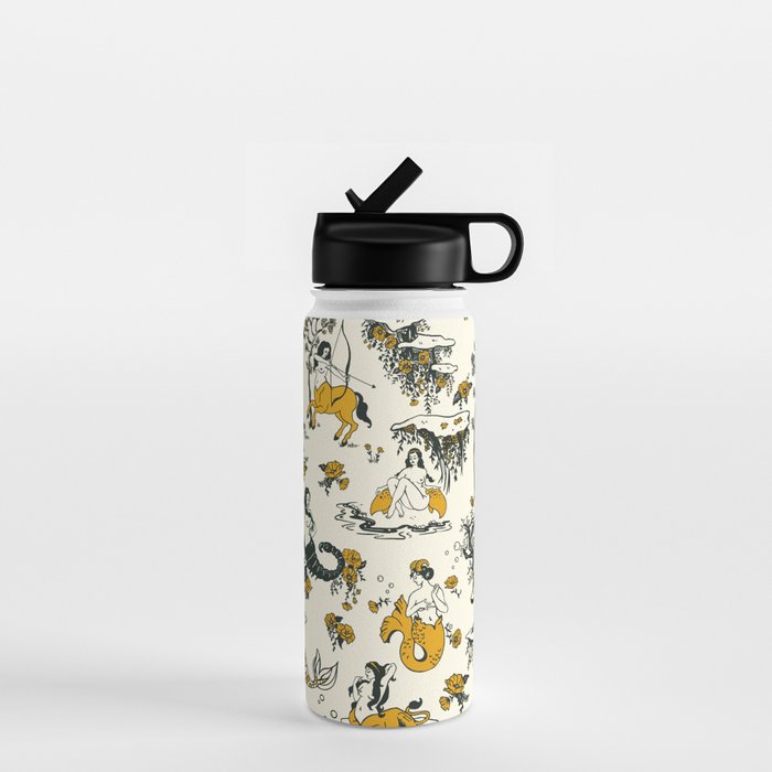 Zodiac Toile Pattern With Cream Colored Background. Water Bottle Gallery Image 1