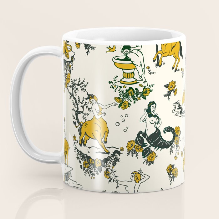 Zodiac Toile Pattern With Cream Colored Background. Coffee Mug Gallery Image 3