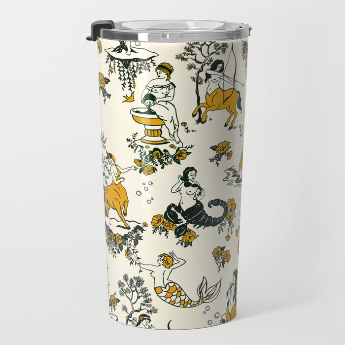 Zodiac Toile Pattern With Cream Colored Background. Travel Mug Gallery Image 3