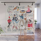 The 12 days of Christmas song illustration Wall Mural Gallery Image 1