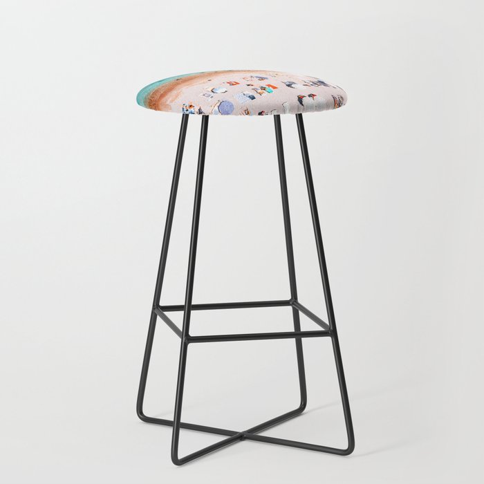 Beach Vibes, Umbrellas Print, Ocean Sea Beach People Print, Aerial Beach Summer Art Print, Aerial Photography, Summer Vibes Coastal Art Stool Gallery Image 1