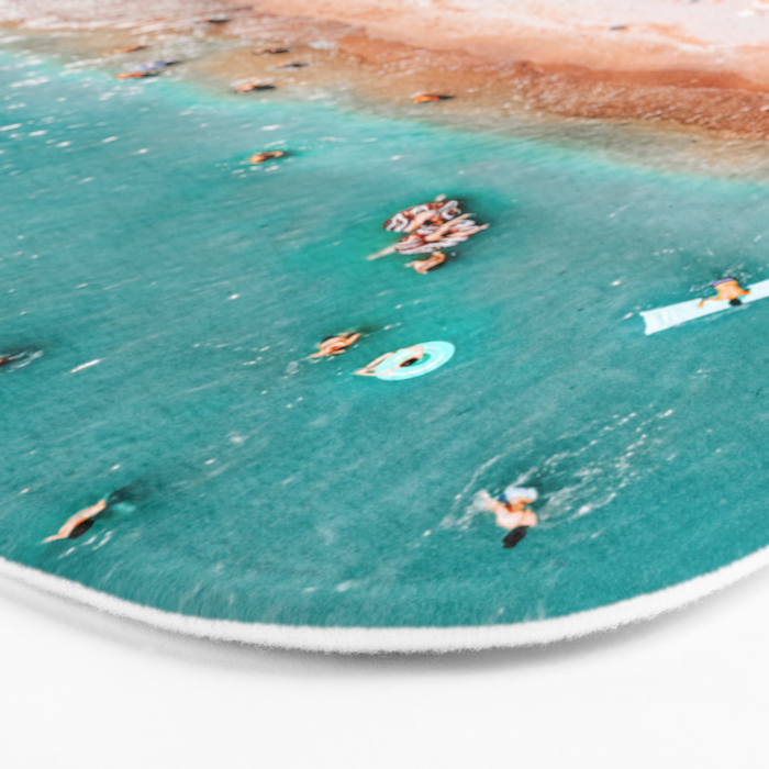 Beach Vibes, Umbrellas Print, Ocean Sea Beach People Print, Aerial Beach Summer Art Print, Aerial Photography, Summer Vibes Coastal Art Bath Mat Gallery Image 3