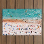 Beach Vibes, Umbrellas Print, Ocean Sea Beach People Print, Aerial Beach Summer Art Print, Aerial Photography, Summer Vibes Coastal Art Outdoor Rug Gallery Image 1