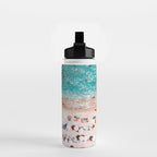 Beach Vibes, Umbrellas Print, Ocean Sea Beach People Print, Aerial Beach Summer Art Print, Aerial Photography, Summer Vibes Coastal Art Water Bottle Gallery Image 2