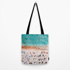 Beach Vibes, Umbrellas Print, Ocean Sea Beach People Print, Aerial Beach Summer Art Print, Aerial Photography, Summer Vibes Coastal Art Tote Bag Gallery Image 2