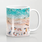 Beach Vibes, Umbrellas Print, Ocean Sea Beach People Print, Aerial Beach Summer Art Print, Aerial Photography, Summer Vibes Coastal Art Coffee Mug Gallery Image 1