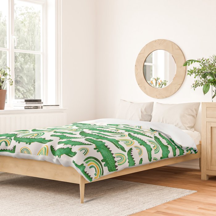 Watercolor Alligator Rainbows Duvet Cover Gallery Image 2