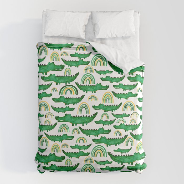 Watercolor Alligator Rainbows Duvet Cover Gallery Image 1
